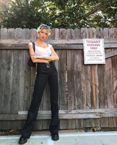 Schlaghose mit Schnallengürtel